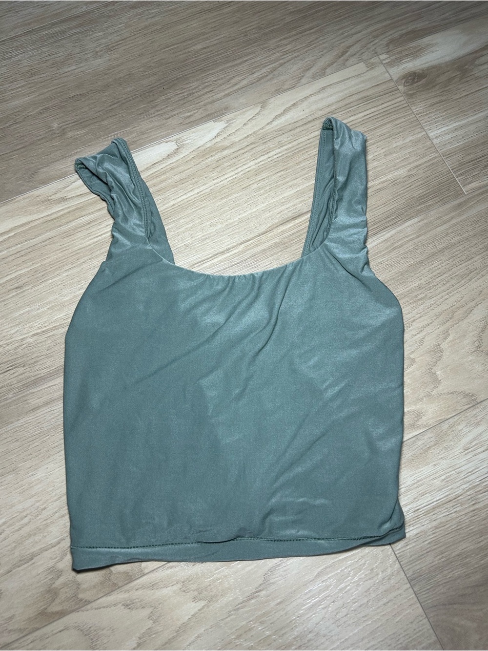aerie Sage Green Square-Neck Crop Tank